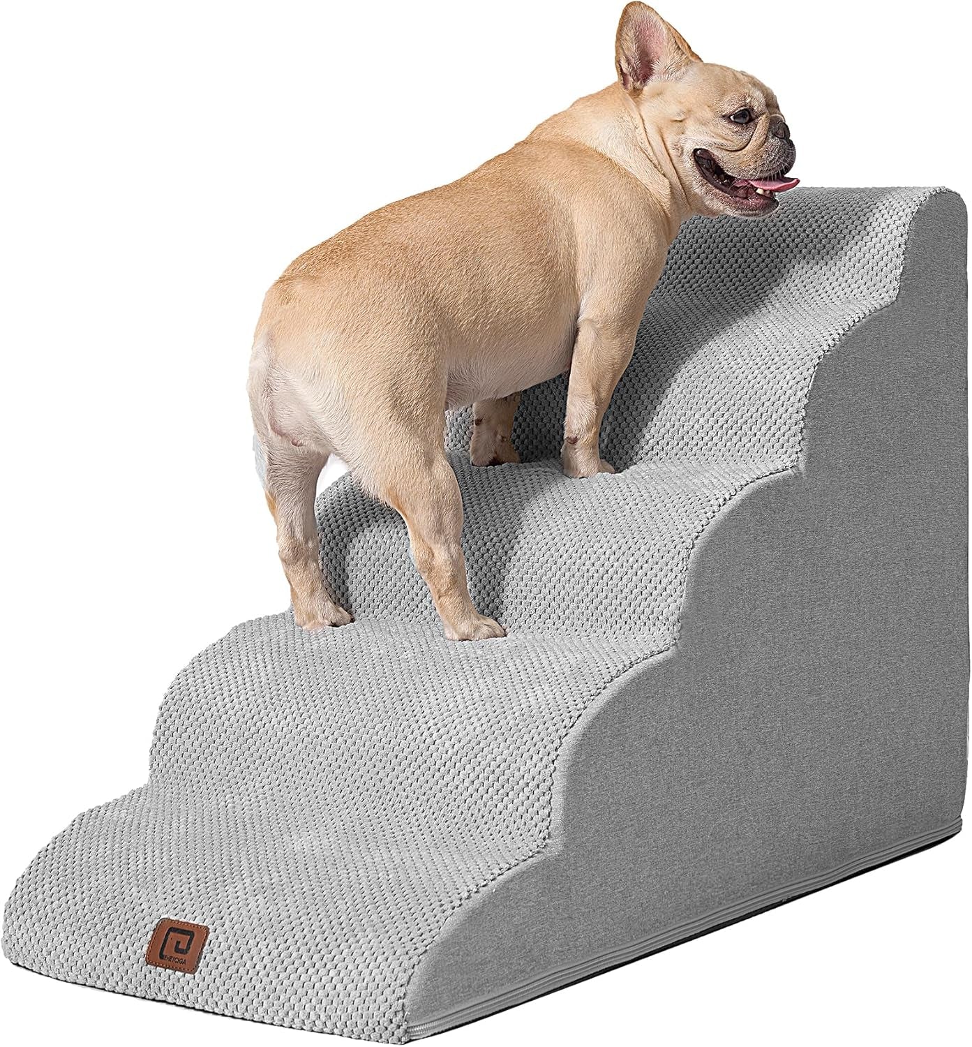 eheyciga-curved-dog-stairs-ramp-for-5-step-high-beds-22-6-h-dog-steps-33d-density-of-pure-foam-for-small-dogs-and-cats-pet-stairs-for-high-bed-climbing-non-slip-balanced-pet-step-indoor-grey