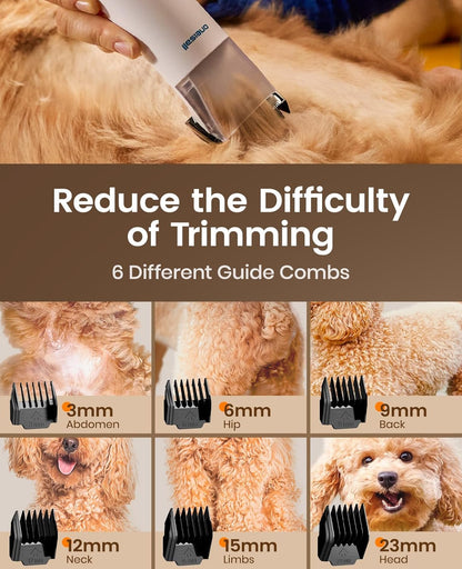 Oneisall Dog Grooming Vacuum - 15000Pa Suction, Captures 99% Pet Hair to Reduce Shedding, Dog Grooming Clippers & Quiet Brush (≤59Db) with 4 Accessories, 2L Dust Canister for Home Cleaning7