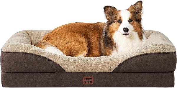 EHEYCIGA Orthopedic XL Dog Bed for Large Sized Dog, 42X30 Inch Extra Large Memory Foam Dog Couch Bed with Sides, Waterproof Liner & Washable Removable Cover, Bolster Pet Sofa, Grey15