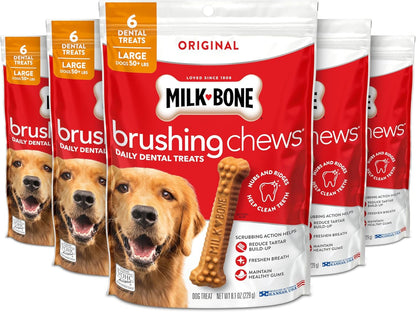 Milk-Bone Brushing Chews Large Daily Dental Dog Treats, 33.7 Oz Bag | 25 Treats, Chicken Flavored, VOHC Accepted Dental Chews, Helps Clean Teeth and Freshen Breath, for Large Dogs 50 Lbs and Up13