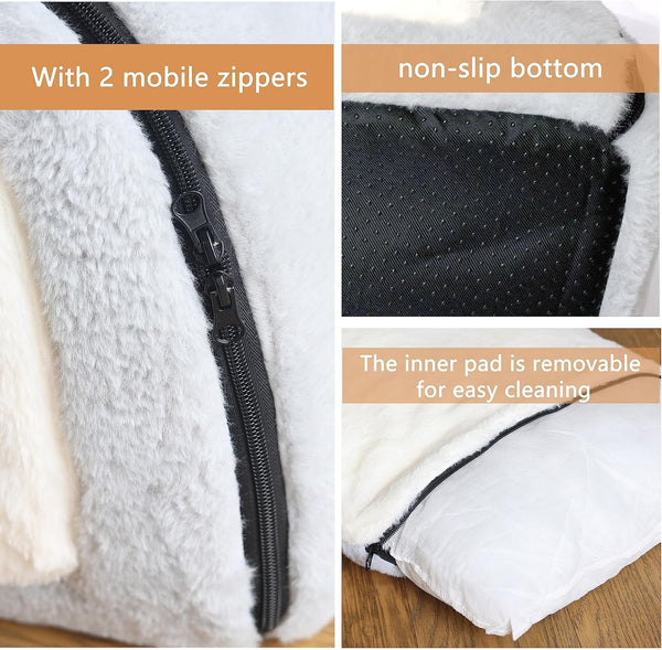 Cat Bed for Indoor Cats，Foldable Cat Cave，Anti-Slip & Water-Resistant Bottom，Cat Houses for Indoor Cats or Small Dogs, Kitten Tent, Rabbit Bed，2 in 1 Pet Bed (Grey)7