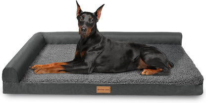Patas Lague Orthopedic Large Dog Bed Pet Sofa Beds 36''X24'' Black | L Bolster Egg-Crate Foam Dog Couch for Large Sized Dogs, Waterproof Removable Washable Cover, Pet Mat with Nonskid Bottom29