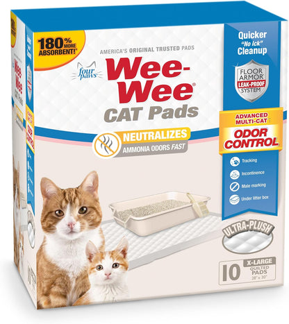 Four Paws Wee-Wee Cat Pee Pads, Disposable Litter Box Mats, Advanced Odor Control, Fast Absorption Box Pee Pads for Litter Tracking, 28" X 30", Fresh Scent, 10 Count10