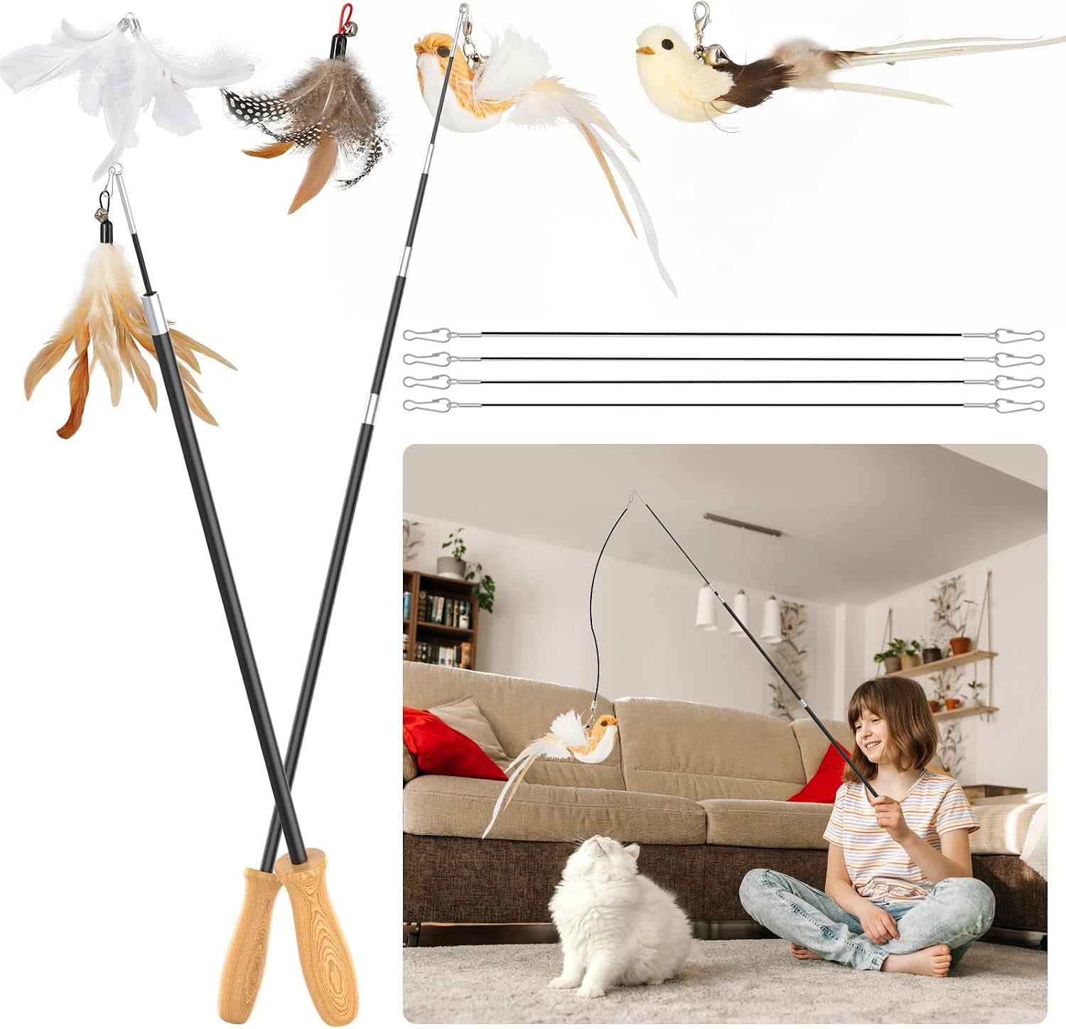 rosaui-cat-teaser-wand-toys-interactive-bird-toys-for-indoor-kittens-42-15-long-cat-fishing-pole-toys-2pcs-wires-and-5pcs-natural-refills-sustainable-wooden-handles-exercising-playing