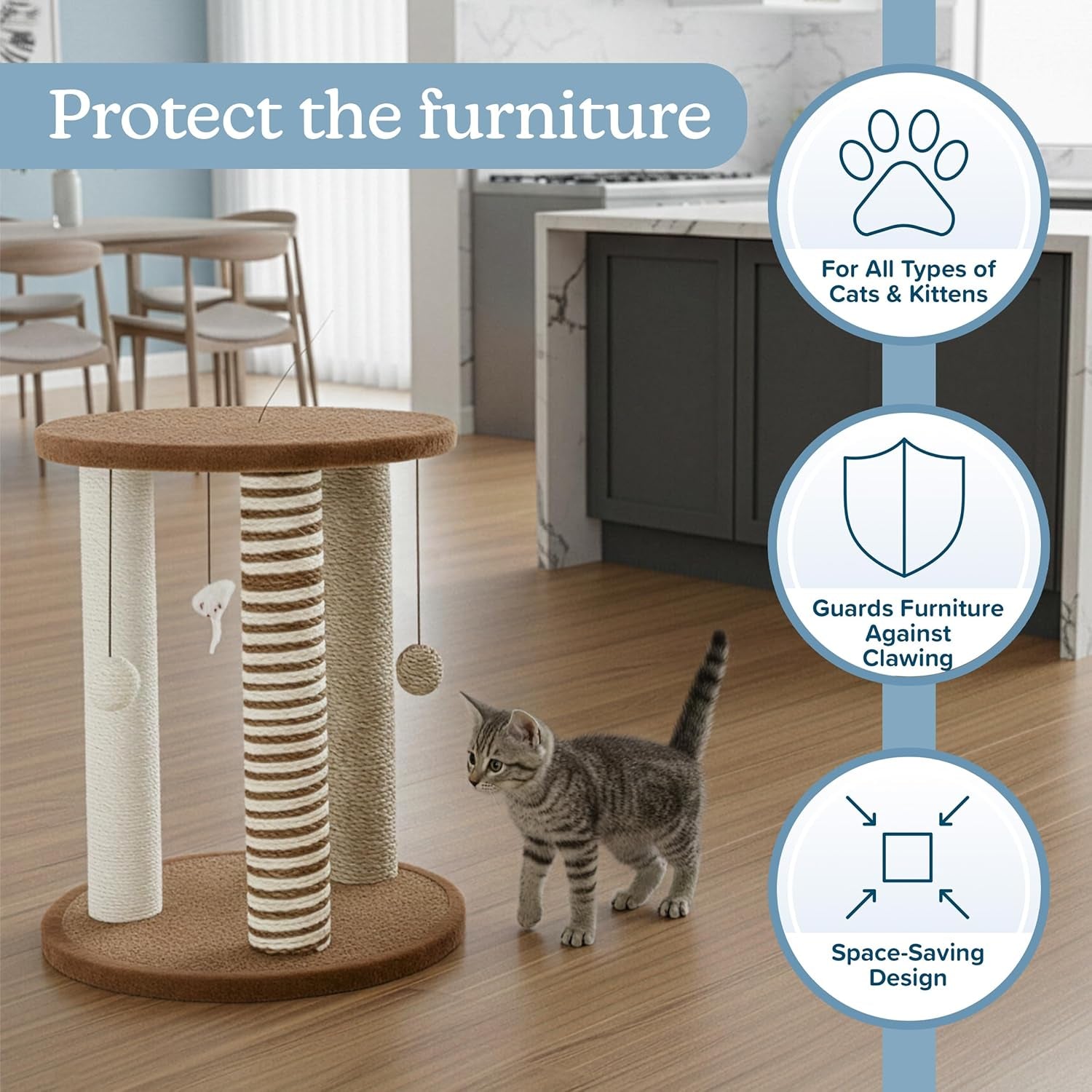 cat-scratching-post-3-scratcher-posts-with-carpeted-base-play-area-and-perch-furniture-scratching-deterrent-for-indoor-cats-by-petmaker-brown-large