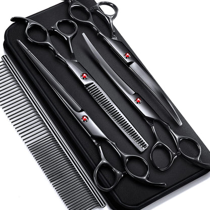 Gimars Titanium Coated Professional 6 in 1 4CR Stainless Steel Dog Grooming Scissors with Safety round Tip, Heavy Duty Pet Grooming Scissor for Dogs, Cats and Other Animals18