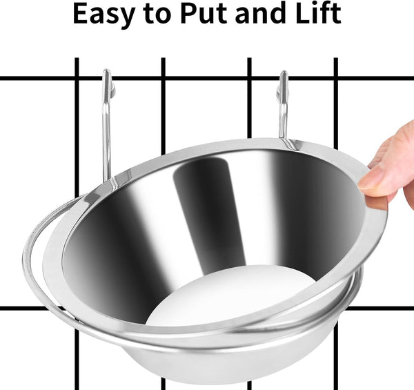 Fri4Free 2PCS 8Oz Stainless Steel Hanging Kennel Water Bowls | Easy to Use, No Spill, Fits Small Crate Kennel Cage Catio, for Dogs Puppies Cats Small Pet, Food & Water Feeding Holder5