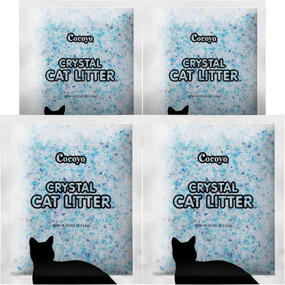 COCOYO Crystal Cat Litter I Silica Gel Cat Litter,17.2 Lbs Value Pack (4.3 Lbs X 4)1