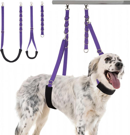Dog Grooming Belly Strap - 3PCS Grooming Restraint Set Adjustable Belly Band Loops Strap with Padded Support & Loop Extension Straps Pet Grooming Harness Kit for Dogs (Voilet)1