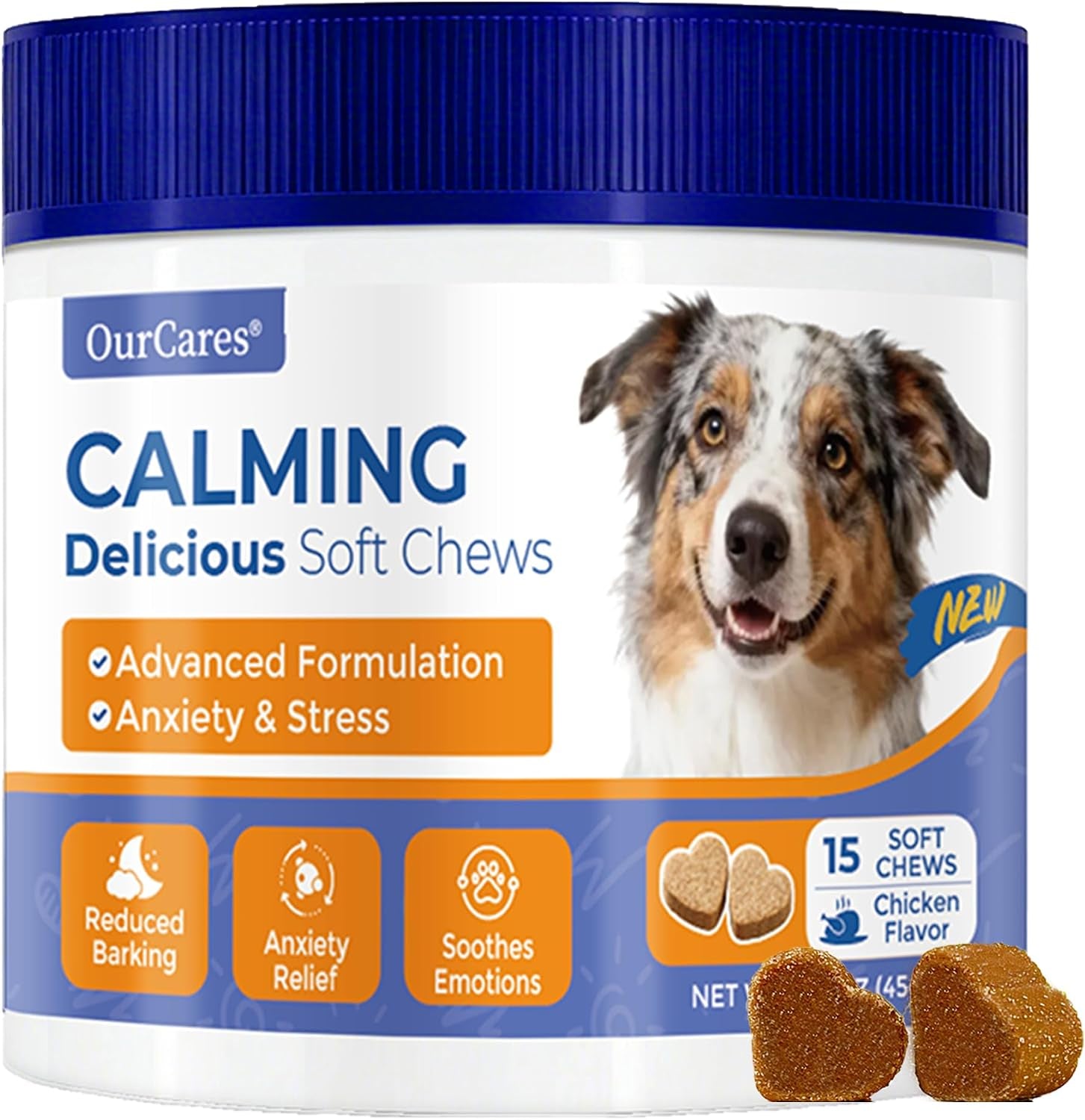 calming-chews-for-dogs-melatonin-anxiety-trial-pack-15-ct-chicken-non-drowsy-soft-chews-with-melatonin-chamomile-l-theanine-15-day-trial-size-for-anxiety-storms-travel-sleep-support