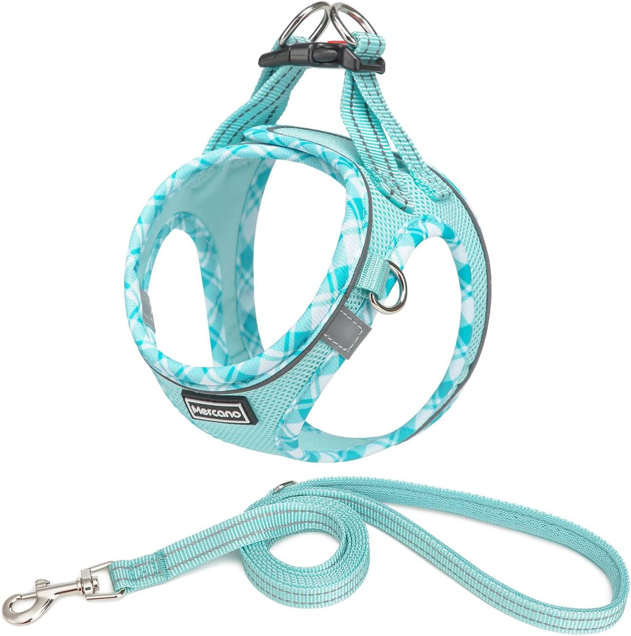 mercano-soft-mesh-dog-harness-and-leash-set-step-in-reflective-breathable-lightweight-vest-harnesses-with-safety-buckle-for-small-dogs-cats-pink-s