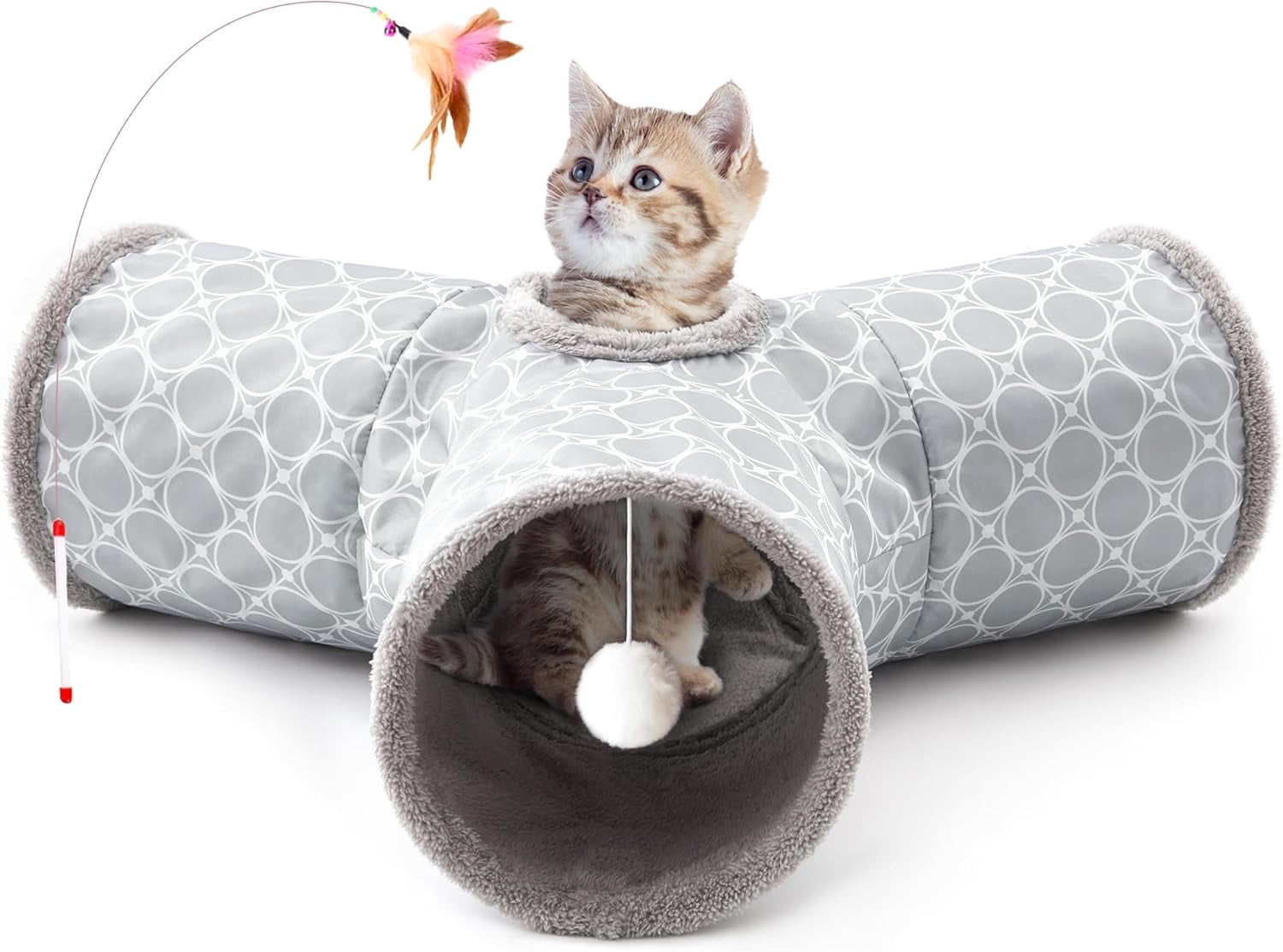 tempcore-pet-cat-tunnel-tube-toys-3-way-collapsible-tunnels-for-indoor-cats-interactive-tube-with-teaser-wand-peek-holes-hanging-ball-black-blue
