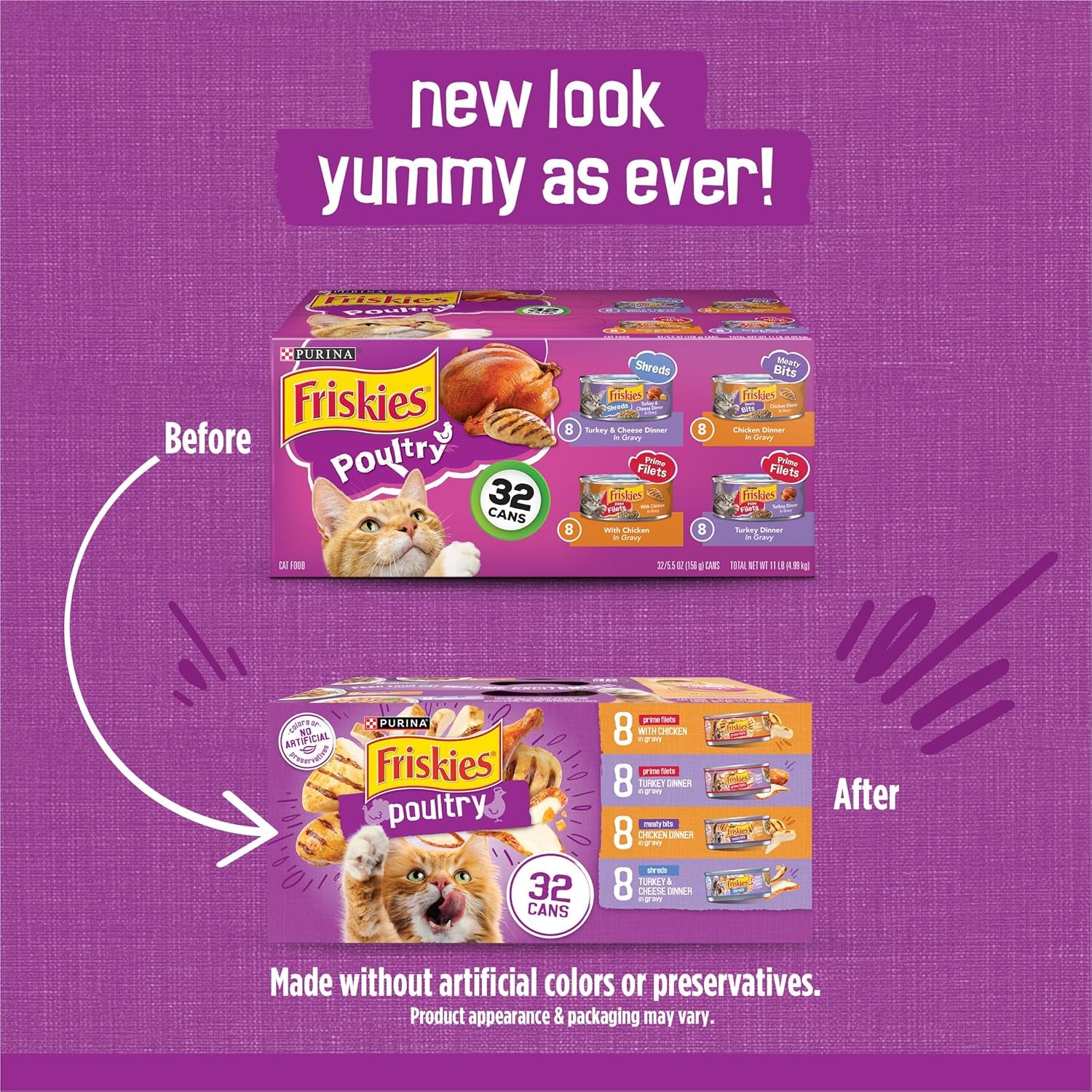 purina-friskies-gravy-wet-cat-food-variety-pack-poultry-shreds-meaty-bits-and-prime-filets-pack-of-32-5-5-oz-cans
