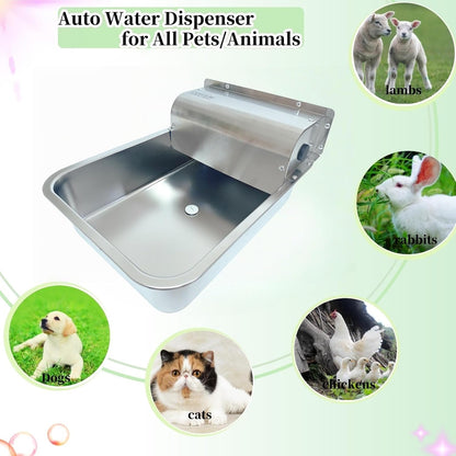 Automatic Dog Water Dispenser,Wide Mouth Design,Water Level Control | 11L Stainless Steel Outdoor Dog Water Bowl,With Float Valve Auto Refill for Dogs, Alpacas & Livestock,With 3/4" Brass Adapter9