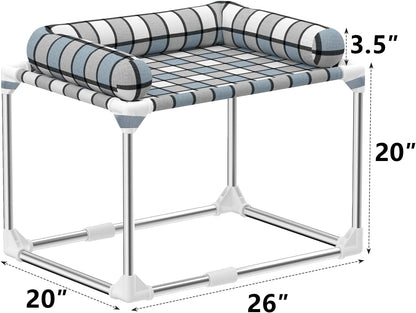 Bedside Cosleeper Dog Bed with Bloster, Height Elevated Pillow Bed Dog | Extension Attached to Human Bed for Dog Cat, Window Perch Bedside Lounge Elevated, Stainless Steel, Anti-Slip Feet5