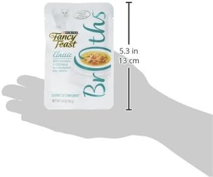 Purina Fancy Feast Broths Classic with Chicken and Vegetables Lickable Wet Cat Food Broth Topper, Pack of 16, 1.4 Oz Pouches3