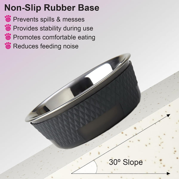 Petrageous 16019 Kona Stainless Steel Non-Slip Dishwasher-Safe Dog Bowl 3.75-Cup 6.75-Inch Diameter 2.5-Inch Tall for Medium and Large Dogs and Cats 30-Ounce, Grey6