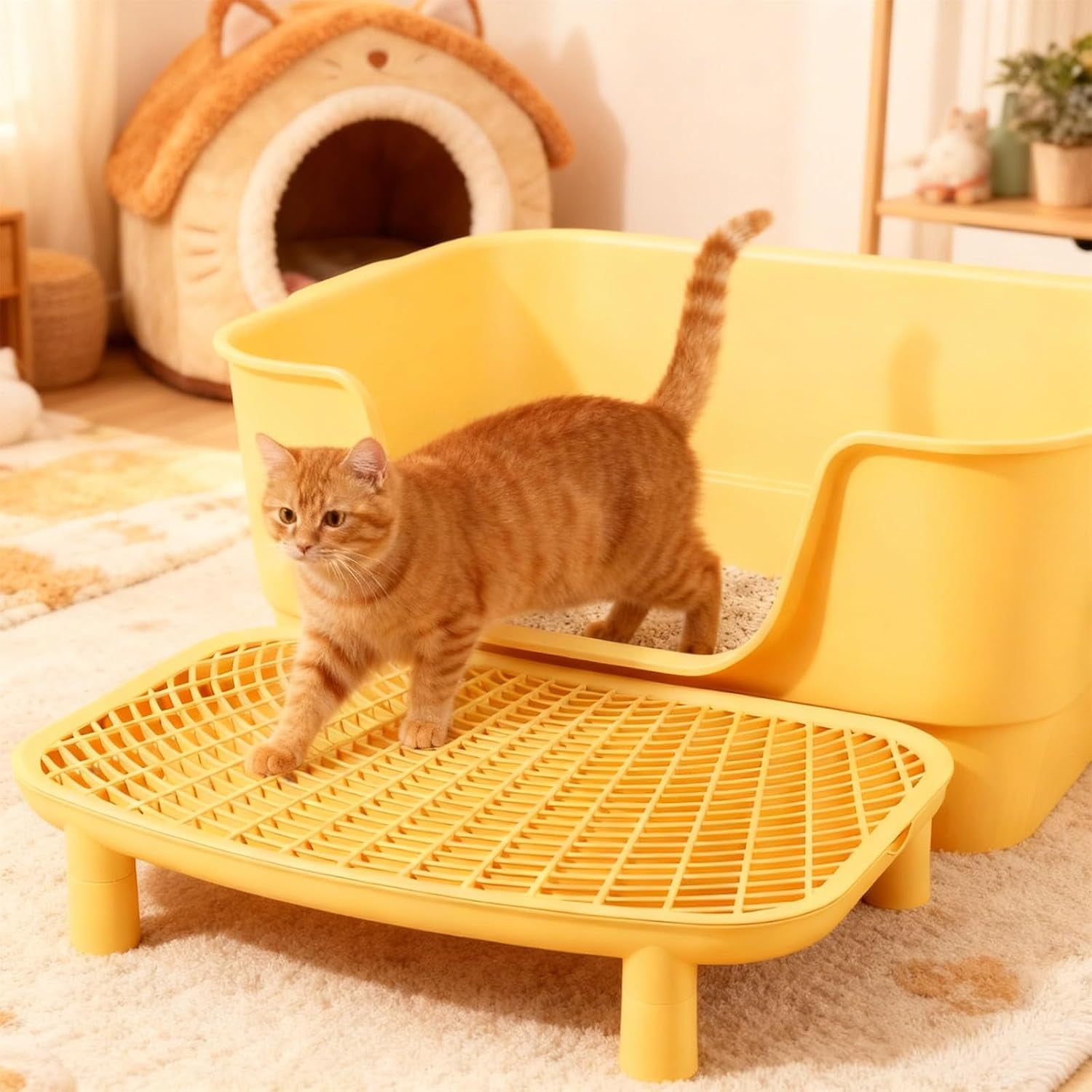 18-1-in-cat-litter-box-platform-anti-tracking-step-yellow-easy-clean