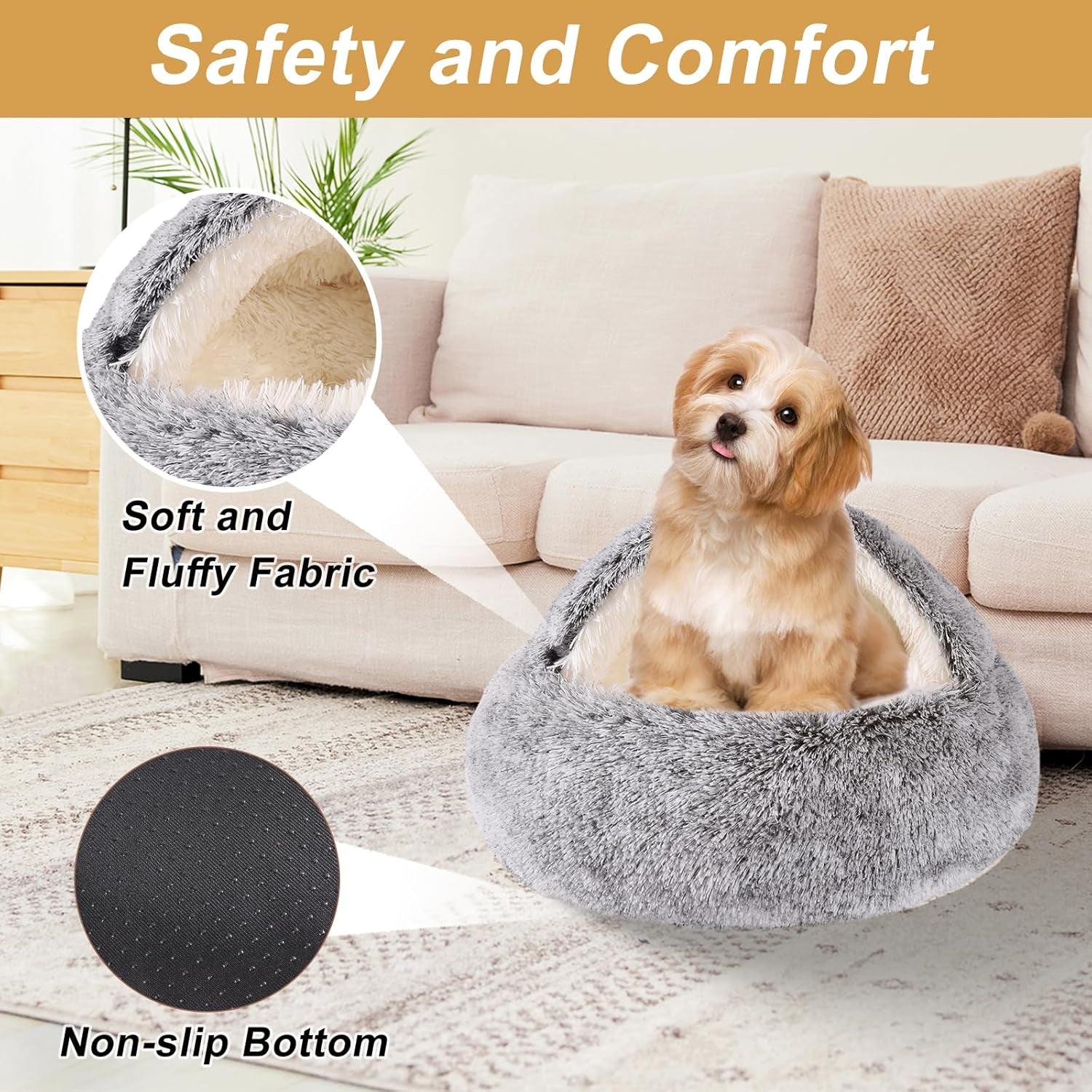 hooded-dog-bed-for-small-dogs-nest-dog-beds-washable-cute-cat-cave-bed-cozy-nook-pet-bed-for-dogs-or-cats-anti-slip-puppy-bed-fits-up-to-22-lbs-petsgrey-20-x-20