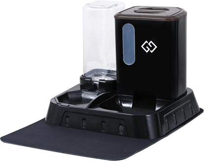 Gravity Cat Feeder & Automatic Water Dispenser – 3-In-1 Cat Feeding Station with Absorbent Feeding Mat, Spill-Proof Automatic Cat Feeder for Indoor Cats, Small Dogs & Multi-Pet Homes1