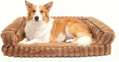 Waterproof Orthopedic Dog Bed for Medium Dogs Brown | Non-Slip Egg-Crate Memory Foam Dog Couch Pet Bed with Sides Removable Washable Cover for Crate1