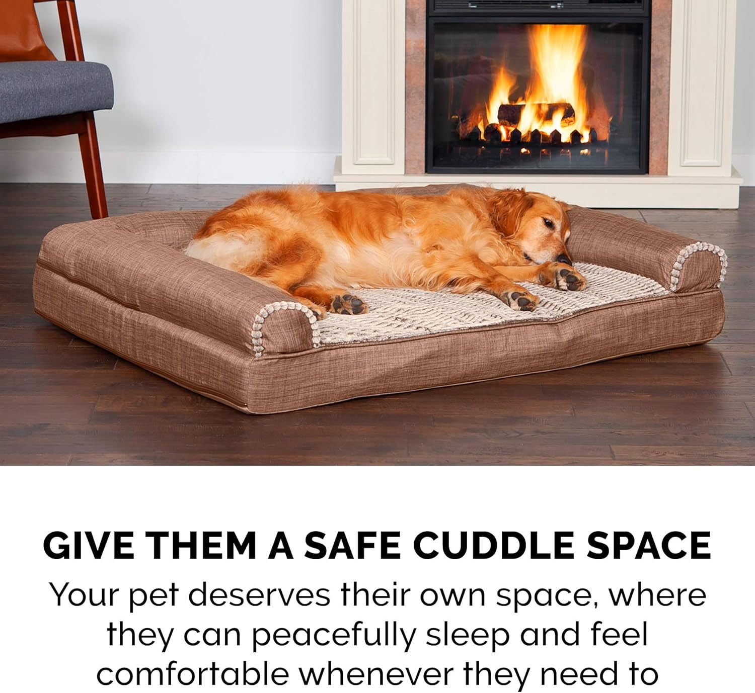 furhaven-memory-foam-dog-bed-for-medium-small-dogs-w-removable-bolsters-washable-cover-for-dogs-up-to-35-lbs-luxe-faux-fur-performance-linen-sofa-woodsmoke-medium