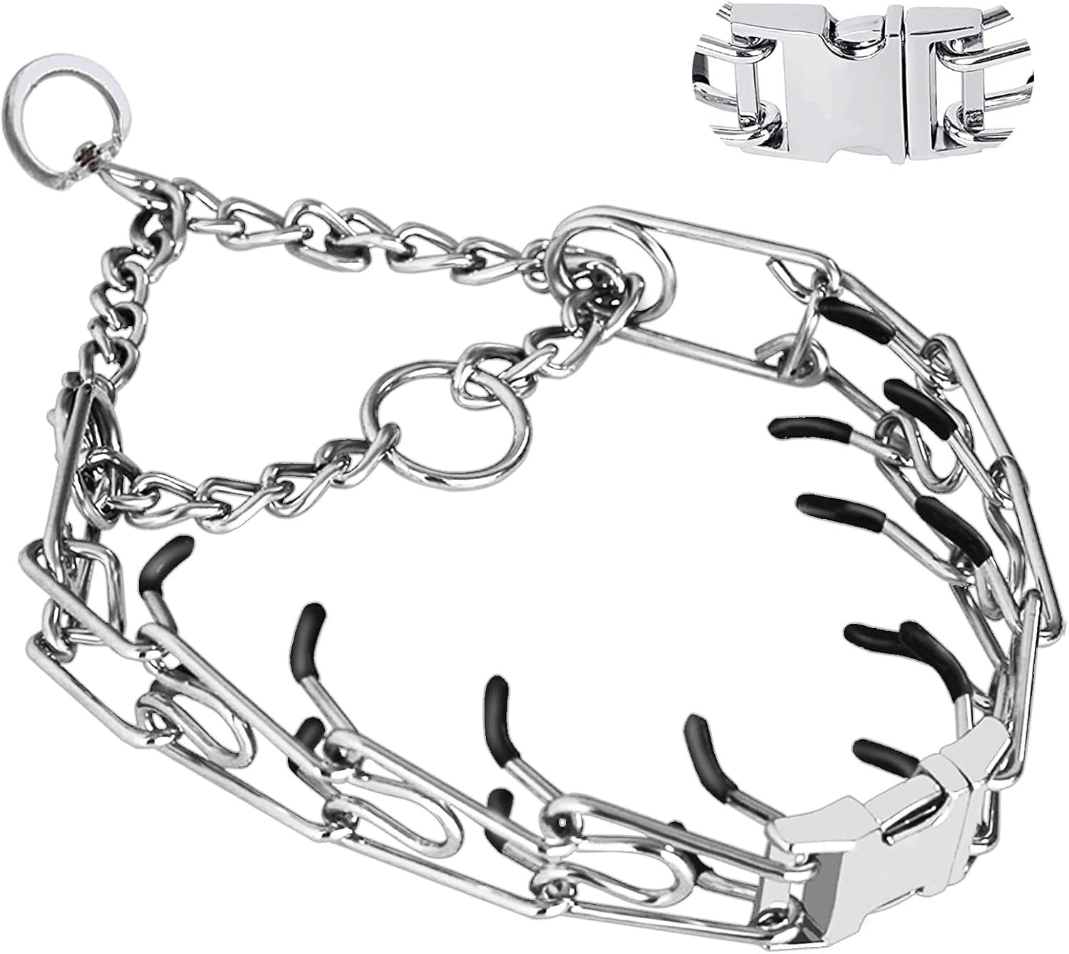 prong-collar-for-dogs-dog-training-collar-for-small-medium-large-dogs-dog-pinch-collar-adjustable-size-no-pull-quick-release-buckle-hook-360-swivel-high-quality-extra-link-and-rubber-cap