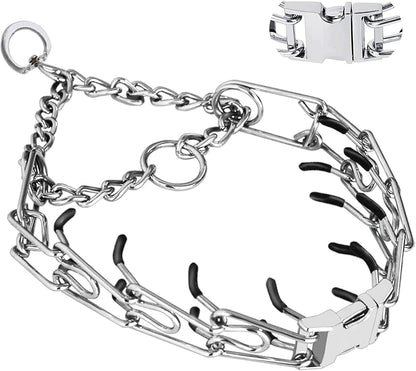 Prong Collar for Dogs, Dog Training Collar for Small Medium Large Dogs | Dog Pinch Collar, Adjustable Size, No Pull, Quick Release Buckle, Hook 360° Swivel, High Quality, Extra Link and Rubber Cap1