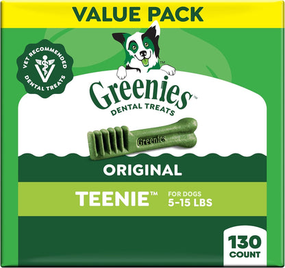 Greenies Teenie Original Natural Dental Dog Treats, Chicken, 192 Count | Clinically-Proven, Veterinarian-Recommended, 47% Less Tartar & 40% Less Plaque in 28 Days, for Dogs 5-15 Lbs, 54 Oz. Pack20