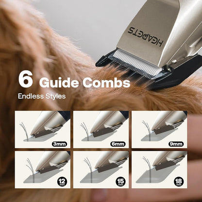 HEAPETS Dog Grooming Clippers, Low Noise, Electric Quiet, Adjustable Clipper Comb, Rechargeable Cordless Dog Hair Clippers for Dogs Cats Pets, Gold6