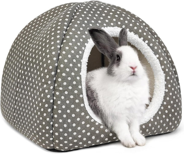 Rabbit Hideout Large Bunny Bed Washable Rabbit House | Fleece Hiding Hut for Indoor Bunnies Guinea Pigs, Small Animal Hideaway1