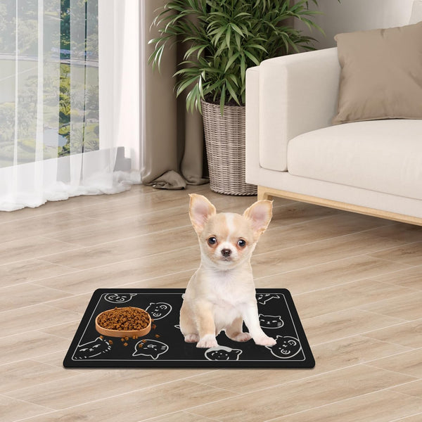 Pet Feeding Mat, Absorbent Dog Mat, Quick Dry Pet Food Mat Cat Feeding Mat Pet, Quick Dry Water Dispenser Mat Pet Supplies for Dog and Cat (Black, (12"X19"))6