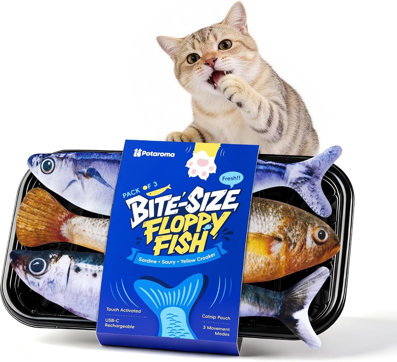 potaroma-cat-toys-bite-sized-flopping-fish-with-catnip-realistic-tap-activated-moving-kitten-kicker-3-floppy-mode-wiggle-fish-interactive-motion-kitty-exercise