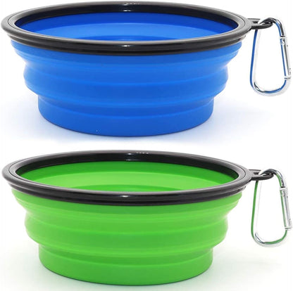 Dog Bowl Pet Collapsible Bowls, 2 Pack for Cats Dogs, Portable Pet Feeding Watering Dish for Walking Parking Traveling with 2 Carabiners (Small, Blue+Green)21