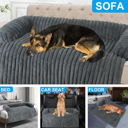 Wn'S Day Luxurious Dog Couch Bed, Washable Calming Dog Couch Cover, Removable Couch Protector for Dogs, Waterproof Sofa Bed, Pet Bed Mats for Couch, Pet Couch Covers for Sofa(Grey, L)3