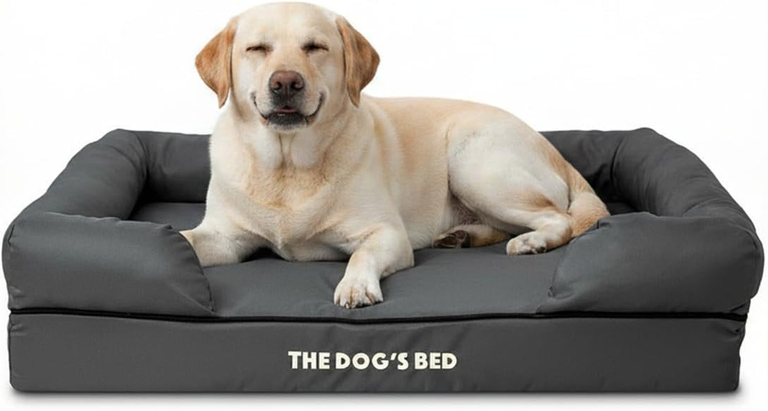 the-dog-s-bed-orthopedic-memory-foam-dog-bed-with-bolsters-for-large-dogs-high-density-support-mattress-low-front-entry-removable-washable-cover-oxford-fabric-blue-with-dark-red-trim-large