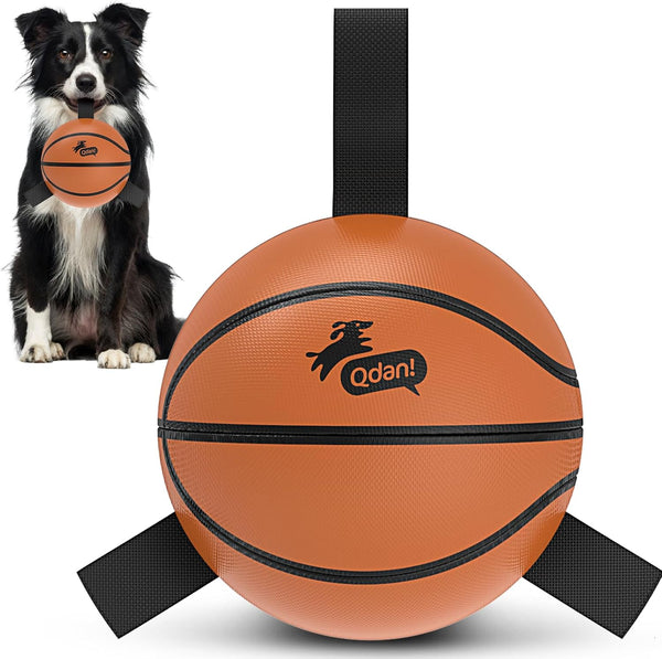 QDAN Dog Toys Dog Balls, 6 Inch Dog Soccer Ball with Straps, Herding Balls | Dog Birthday Toy, Balls for 20-40Lbs Dogs, Outdoor Puppy Toys to Keep Them Busy, Interactive Toy for Tug, Pool Water Toy Ball26