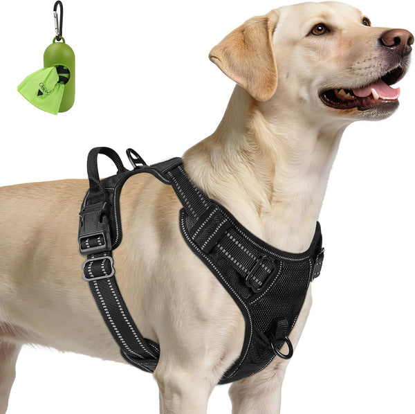 Joytale No Pull Dog Harness Medium Sized Dog, Front Clip, Black | Grab Handle for Instant Control, Padded & Adjustable Vest, Sturdy Metal D-Rings, for Safe Training & Daily Walking43