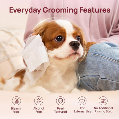 HICC PET Pet Cleaning Wipes for Dogs & Cats, Paws & Coat, 100 Count | Pearl-Textured, with Fermented Coconut Oil and Damask Rose, for Face and Rear-End Cleaning after Walks or between Baths6