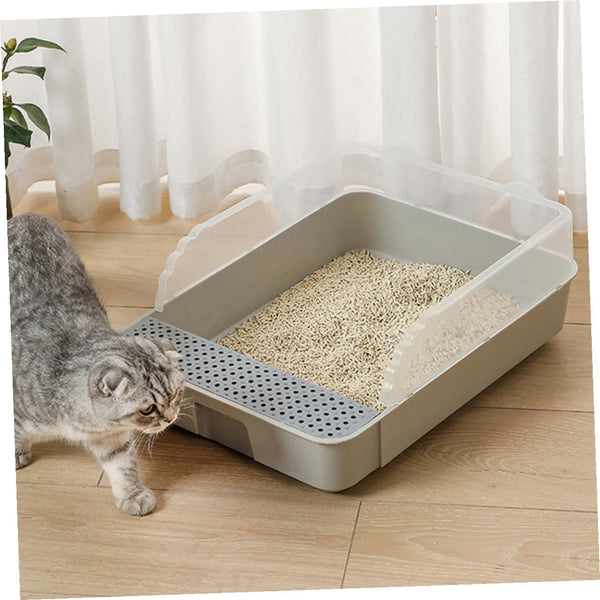 Luxshiny Detachable Small Gray Cat Litter Pan Potty with Anti-Splashing Design Plastic Half-Enclosed Cat Toilet for Kitten Housebreaking6
