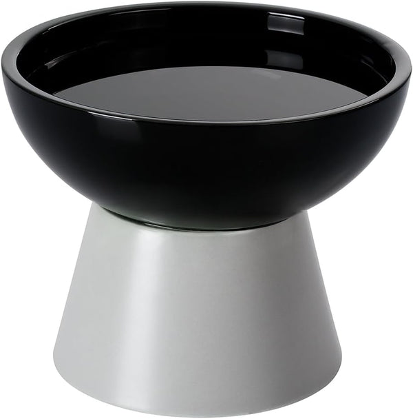 Loejan Elevated Cat Food and Water Bowls Set, Extra Wide and Raised Ceramic Bowls, Anti-Vomit Whisker-Free Pressure Cat Feeder for Kittens to Adult Cats and Small Dogs (White, Water Bowl)25