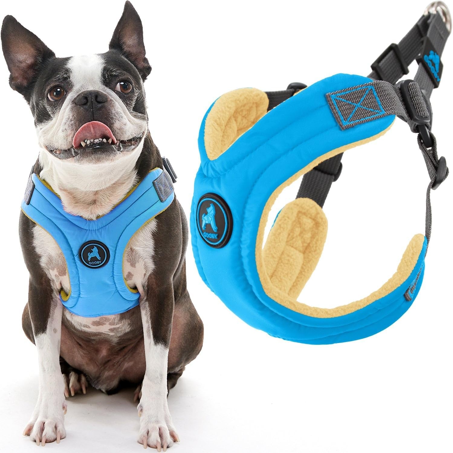 gooby-escape-free-memory-foam-harness-green-large-no-pull-step-in-small-dog-harness-with-four-point-adjustment-perfect-on-the-go-dog-harness-for-medium-dogs-no-pull-and-small-dogs