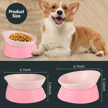 Bulldog Bowl Anti-Slip Dog Cat Dish Detachable Rubber Dog Bowl Pet Sterile Tilted Pet Feeder Slope Base ，Pink：2 Cups4
