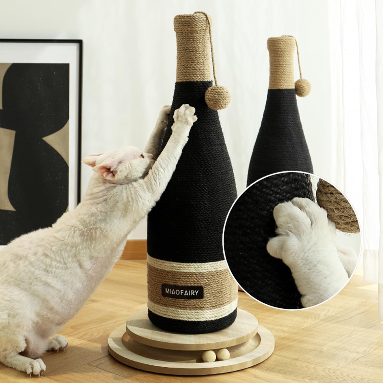 cat-scratching-post-premium-cat-scratching-board-sisal-fiber-cat-scratcher-24-8-inches-with-hanging-ball-red-wine-bottle-simple-design-suitable-indoor-small-and-medium-cats-24-8-in-wooden-base