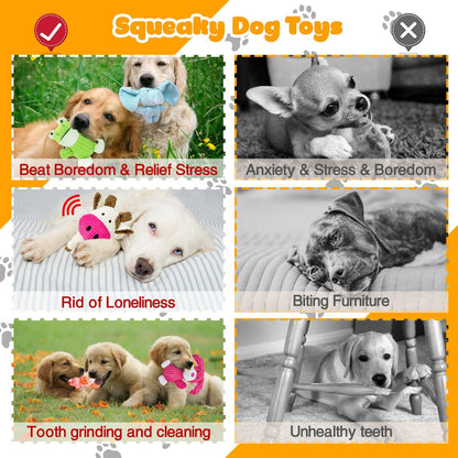 MRSOHRET 5 Pack Dog Toys Squeaky, Tough Stuffed Plush Puppy Chew Toys for Teething, Durable Plush Dog Toy for Large Medium Small Breed to Keep Them Busy5