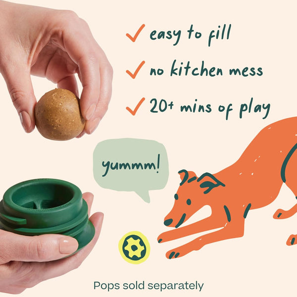 WOOF Pupsicle Interactive Dog Ball Toy for Dogs 25-75 Lbs - Green | Long-Lasting Enrichment Toy for Medium/Large Dogs, Easy-Fill Design, Low-Mess Play, Made of Natural Rubber, Easy to Clean3