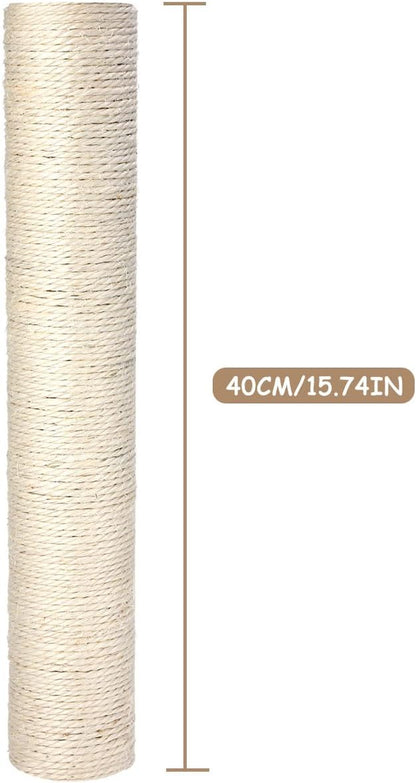 Powerking Natural Sisal Replacement Scratching Post, 15.7'' 2 Pieces M8 Cat Scratch Post Refill Pole Parts for Refurbishment, Include Screws (White)5