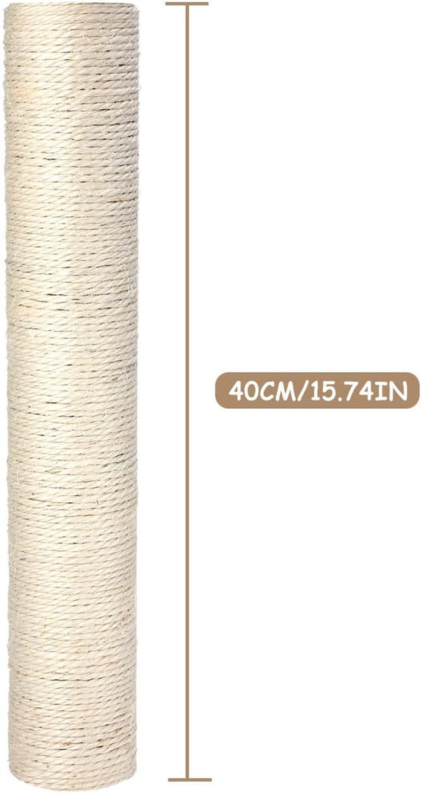 Powerking Natural Sisal Replacement Scratching Post, 15.7'' 2 Pieces M8 Cat Scratch Post Refill Pole Parts for Refurbishment, Include Screws (White)5