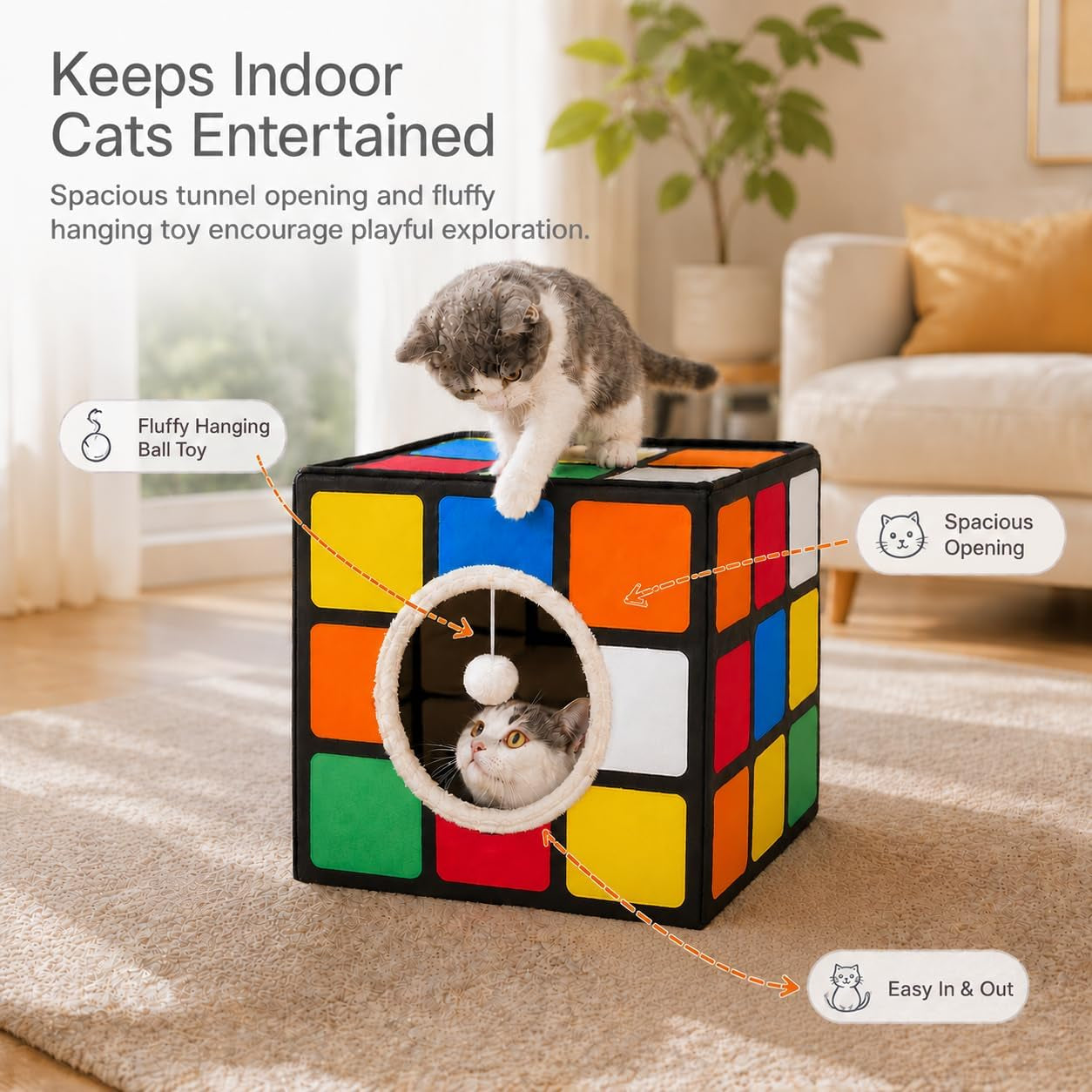 cat-condo-house-with-reversible-cushions-and-fluffy-ball-hanging-foldable-magic-cube-large-cave-bed-for-indoor-cats-unique-puzzle-shape-lagre-16-5-x-16-5-x-16-5