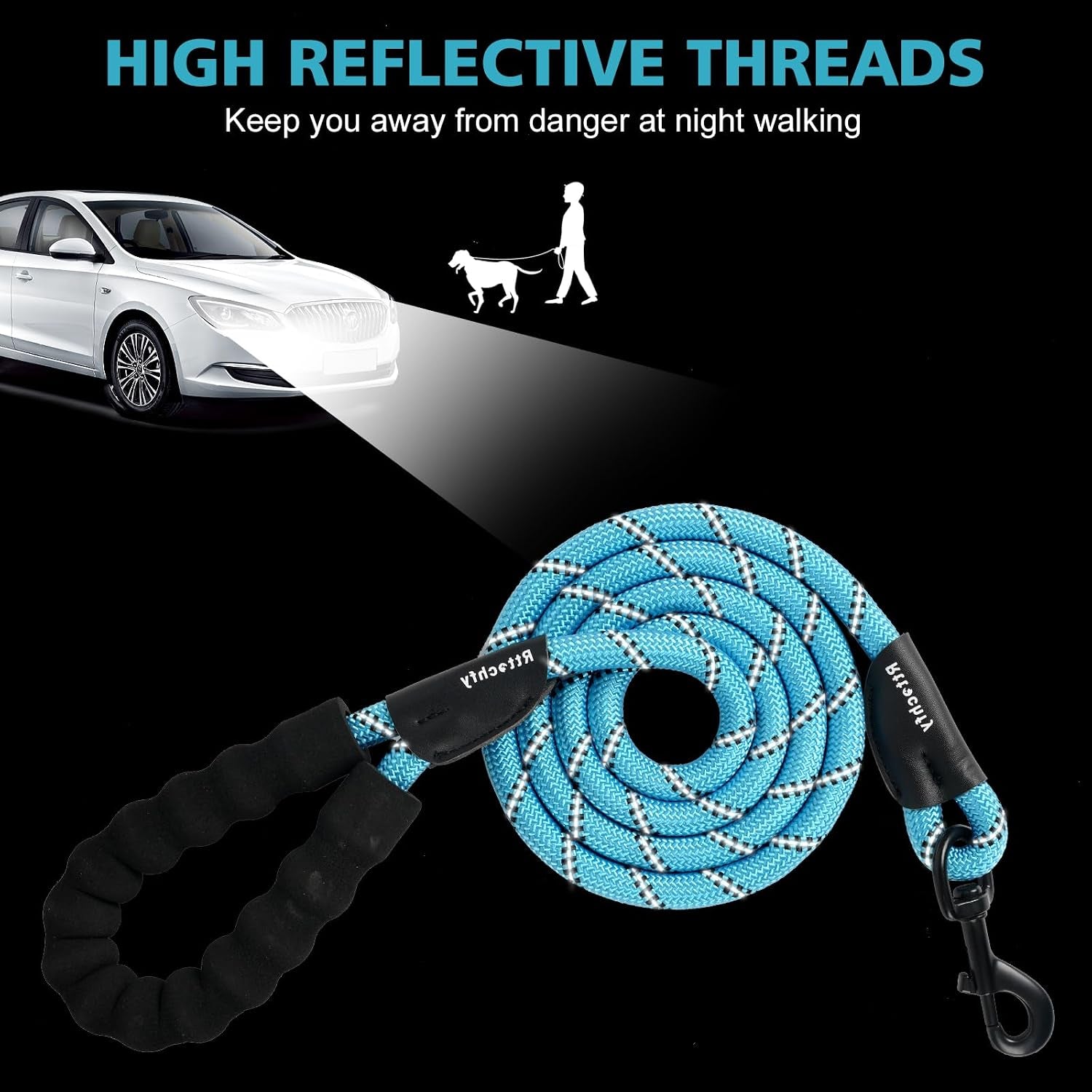 rttochfy-rope-dog-leash-2-4-5-6-8-10-ft-with-comfortable-padded-handle-and-highly-reflective-threads-for-small-medium-and-large-dogs-heavy-duty-1-2-5-ft-blue